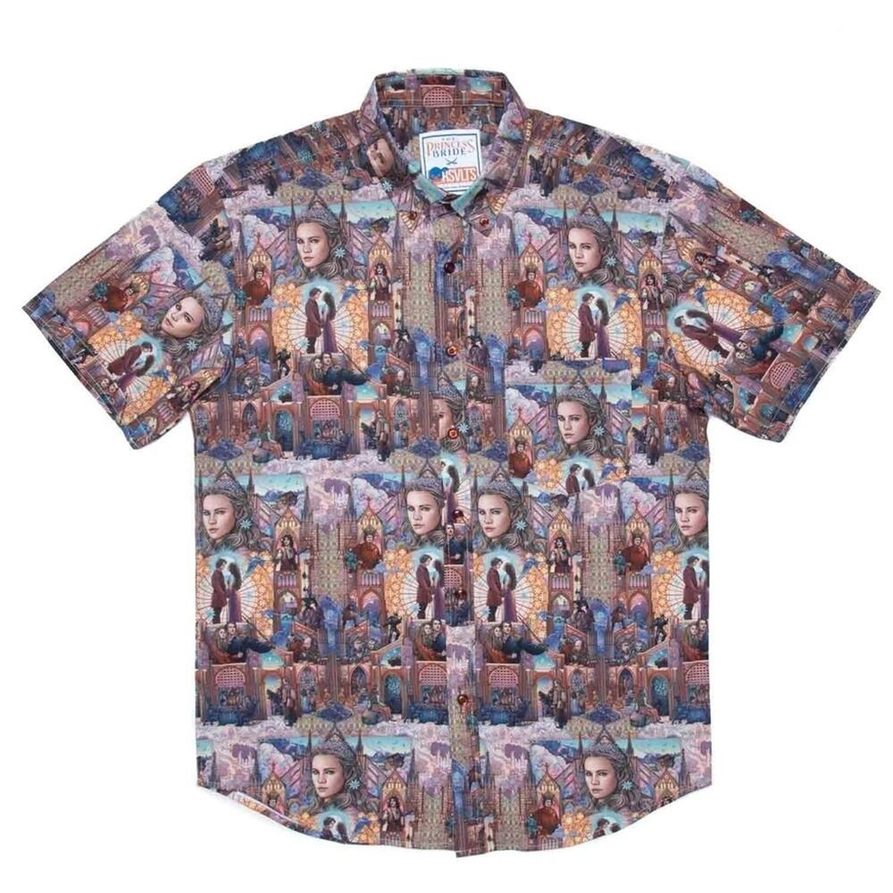 NWT RSVLTS Princess Bride Buttercup & Westley Short Sleeve Men's Button Up Shirt